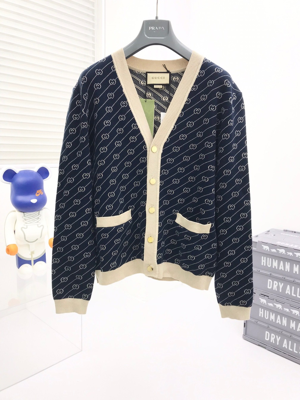 Cardigan Gucci Double G Xanh Be