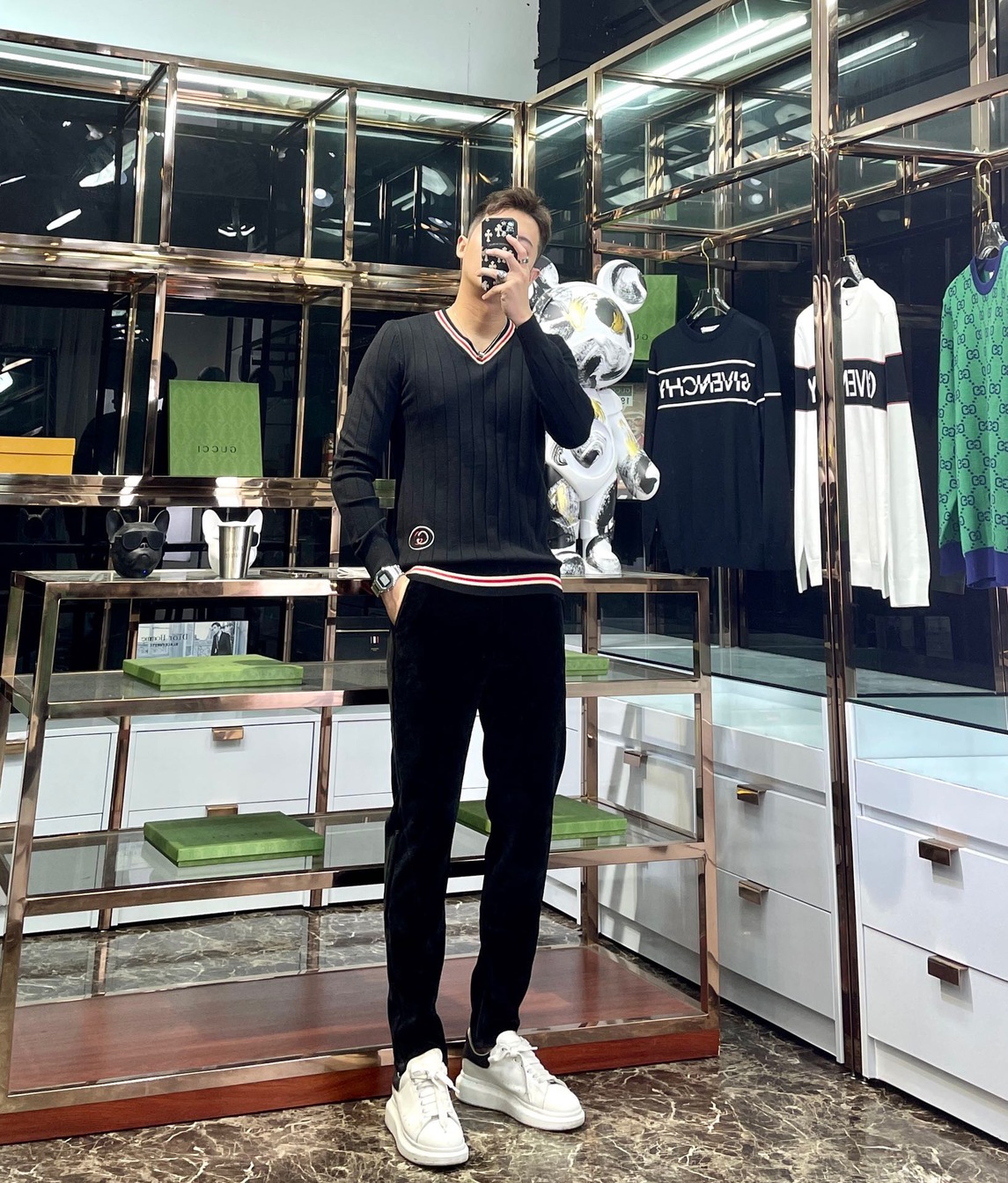 Sweater Len Gucci Co Do Dang V
