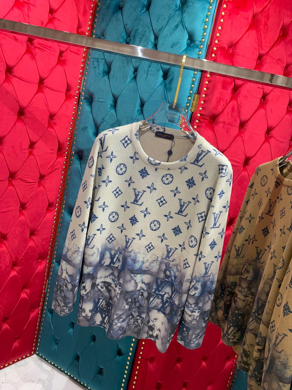 Sweaters Len Lv Hoa Tiet Chu Xanh