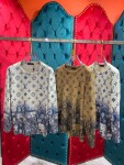 Sweaters Len Lv Hoa Tiet Chu Xanh