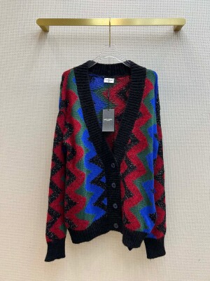 Cardigan Ysl Zic Zac Mau Sac