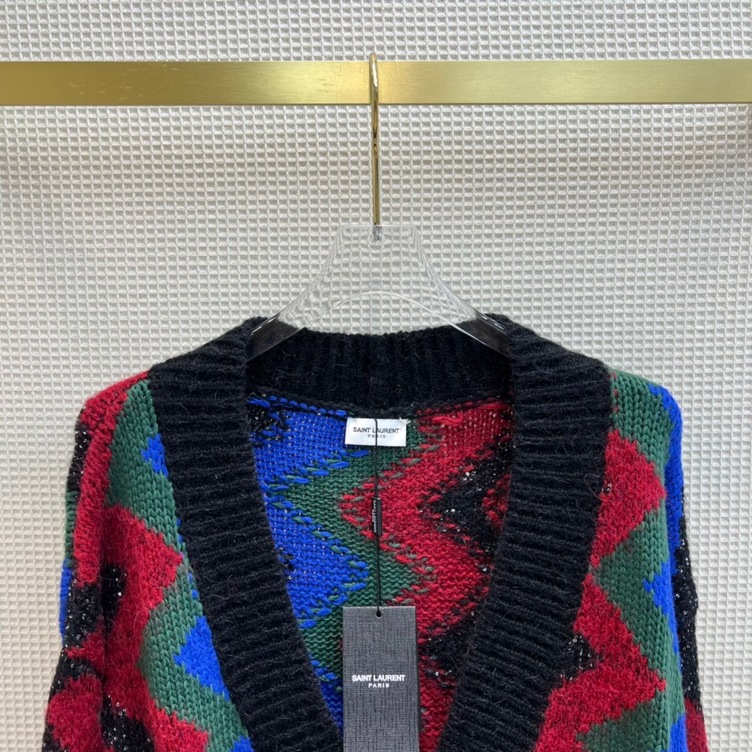 Cardigan Ysl Zic Zac Mau Sac