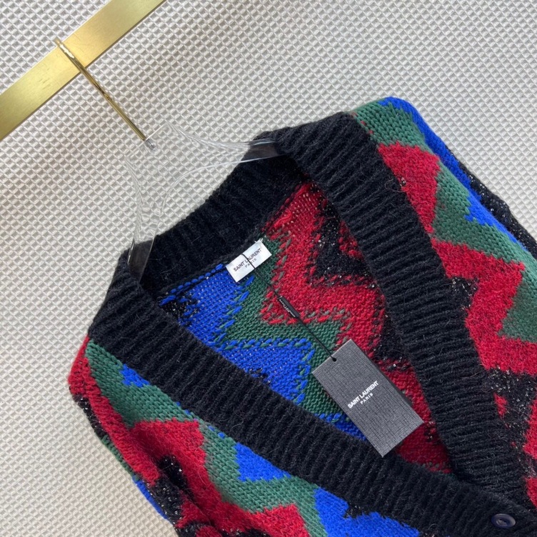 Cardigan Ysl Zic Zac Mau Sac