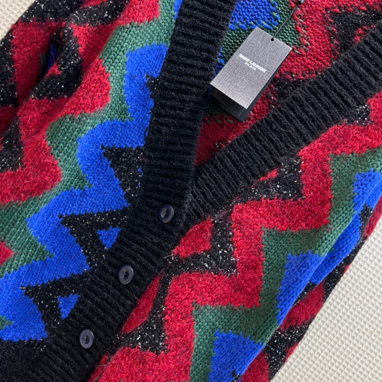 Cardigan Ysl Zic Zac Mau Sac
