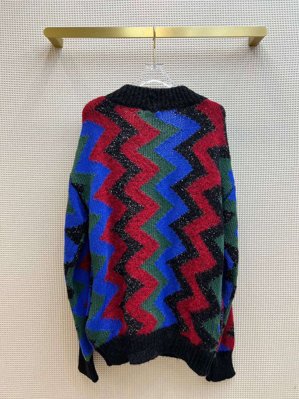 Cardigan Ysl Zic Zac Mau Sac