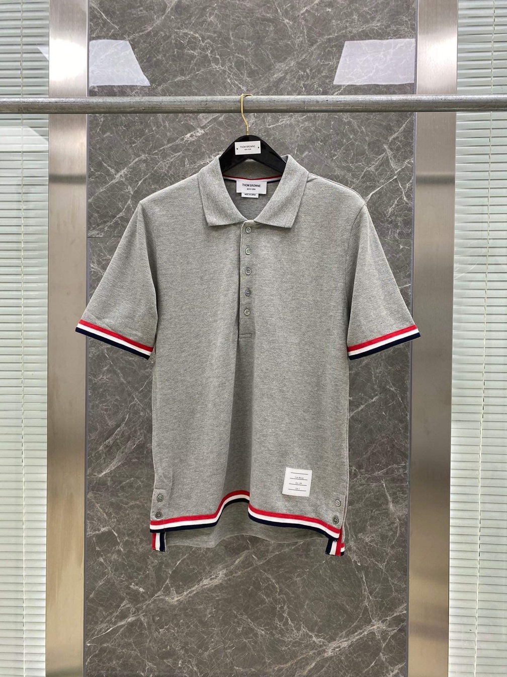 Polo Thom Soc Do Xanh Duoi Tay