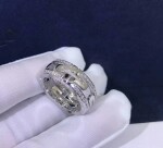 Bulgari Parentesi 18kt White Gold Band Ring With Demi Pave Diamonds