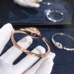 Bulgari Serpenti Bangle Bracelet In 18kt White Gold Set With Blue Sapphire Eyes And Pave Diamonds