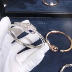 Bulgari Serpenti Bangle Bracelet In 18kt White Gold Set With Blue Sapphire Eyes And Pave Diamonds