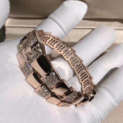 Bulgari Serpenti Demi Pave Diamond One Coil Bracelet