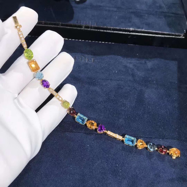 Bvlgari 18k Yellow Gold Multi Gems Allegra Bracelet