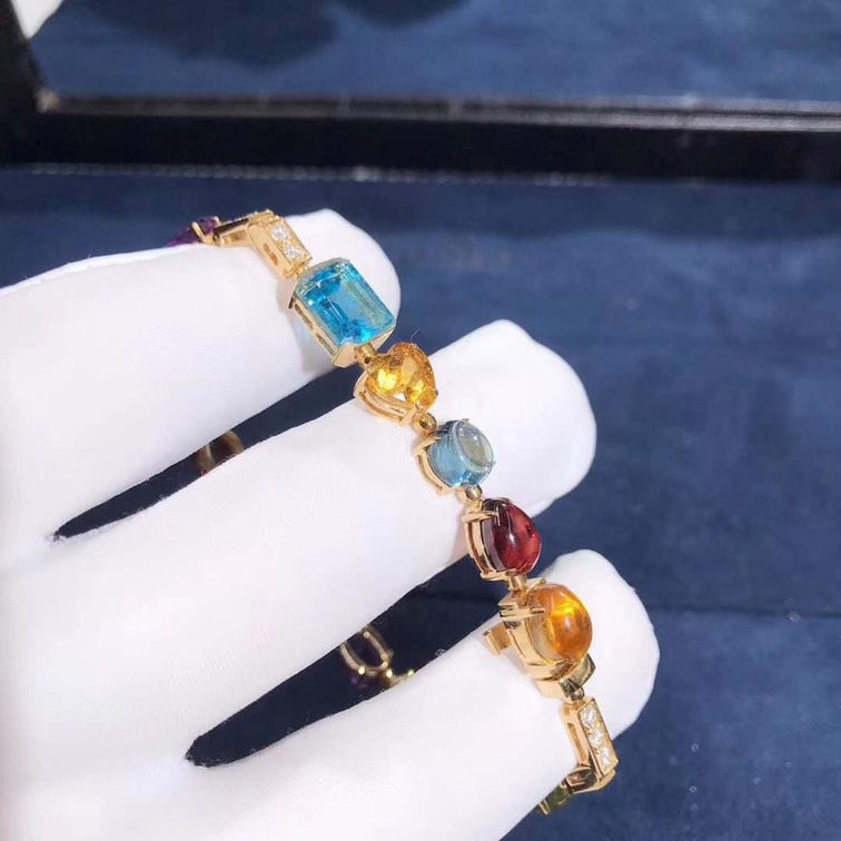 Bvlgari 18k Yellow Gold Multi Gems Allegra Bracelet
