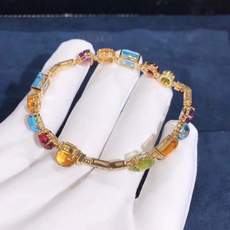 Bvlgari 18k Yellow Gold Multi Gems Allegra Bracelet