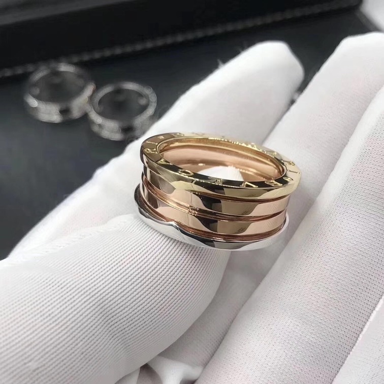 Bvlgari Bzero1 Four Band Ring Rose White And Yellow Gold
