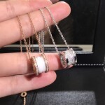 Bvlgari Bzero1 White Ceramic Diamond Pendant Necklace