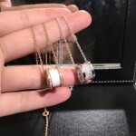 Bvlgari Bzero1 White Ceramic Diamond Pendant Necklace