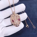 Bvlgari Serpenti Necklace 18kt Pink Gold Chain Pendant With Diamonds