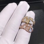 Bvlgari Serpenti One Coil Ring With White Mother Of Pearls Elements And Demi Pave Diamonds