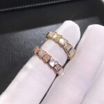 Bvlgari Serpenti One Coil Ring With White Mother Of Pearls Elements And Demi Pave Diamonds
