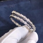 Bvlgari Serpenti One Coil Slim Bracelet In 18kt White Gold With Full Pave Diamonds