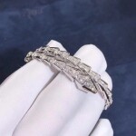 Bvlgari Serpenti One Coil Slim Bracelet In 18kt White Gold With Full Pave Diamonds
