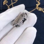 Bvlgari Serpenti White Gold Gray Mother Of Pearl And Pave Diamonds Viper Band Ring