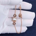 Bzero1 Soft Bracelet In 18kt Pink Gold With 18kt Pink Gold And White Ceramic Pendant