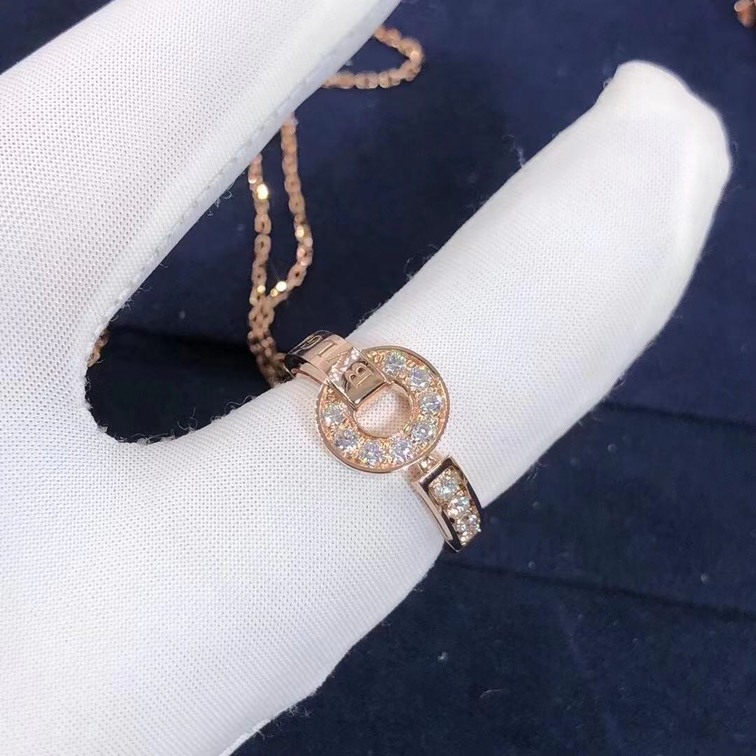 Custom Made Bvlgari Ring Set With Pave Diamonds
