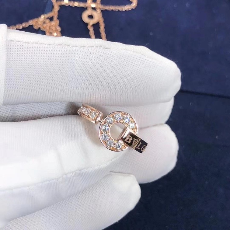 Custom Made Bvlgari Ring Set With Pave Diamonds