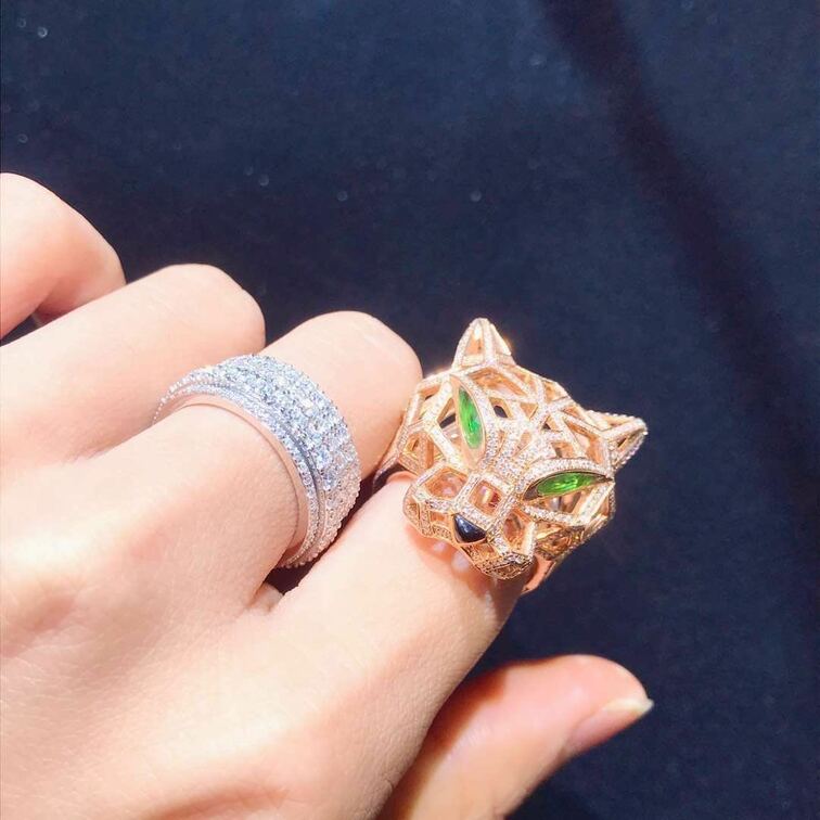 18k White Gold And Diamond Panthere De Cartier Ring