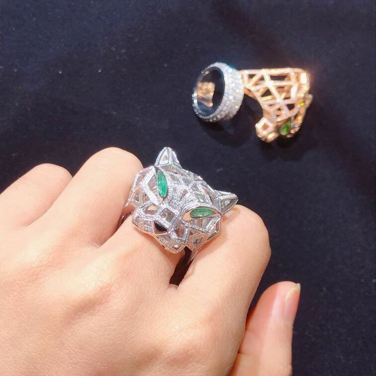 18k White Gold And Diamond Panthere De Cartier Ring