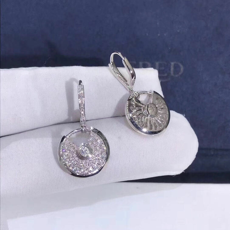 Amulette De Cartier 18ct White Gold And Pave Diamond Earrings