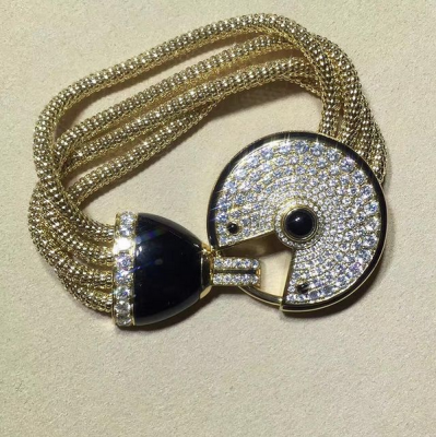 Amulette De Cartier Diamond Bracelet With Onyx Black Lacquer