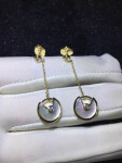 Amulette De Cartier Drop Earrings 18k Yellow Gold With Mother Of Pearl Set With 4 Diamonds