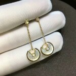 Amulette De Cartier Drop Earrings 18k Yellow Gold With Mother Of Pearl Set With 4 Diamonds