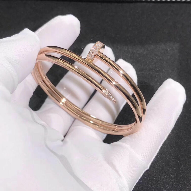Cartier 18k Pink Gold Juste Un Clou Double Row Diamond Bracelet