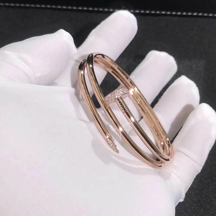 Cartier 18k Pink Gold Juste Un Clou Double Row Diamond Bracelet