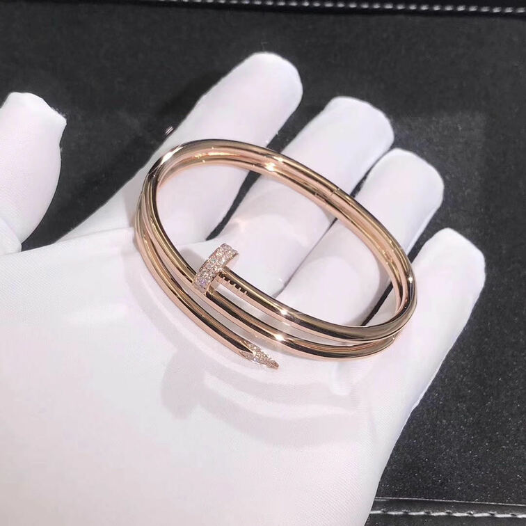 Cartier 18k Pink Gold Juste Un Clou Double Row Diamond Bracelet