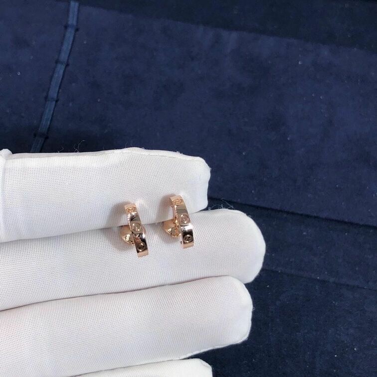 Cartier 18k Pink Gold Small Love Hoop Earrings
