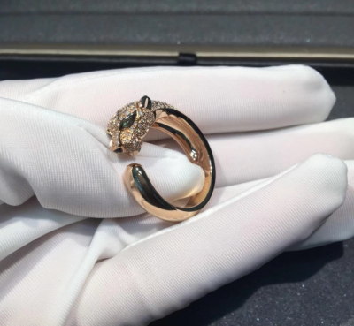 Cartier 18k Pink Gold With 137 Diamonds Panthere De Cartier Ring