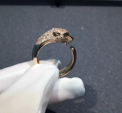 Cartier 18k Pink Gold With 137 Diamonds Panthere De Cartier Ring