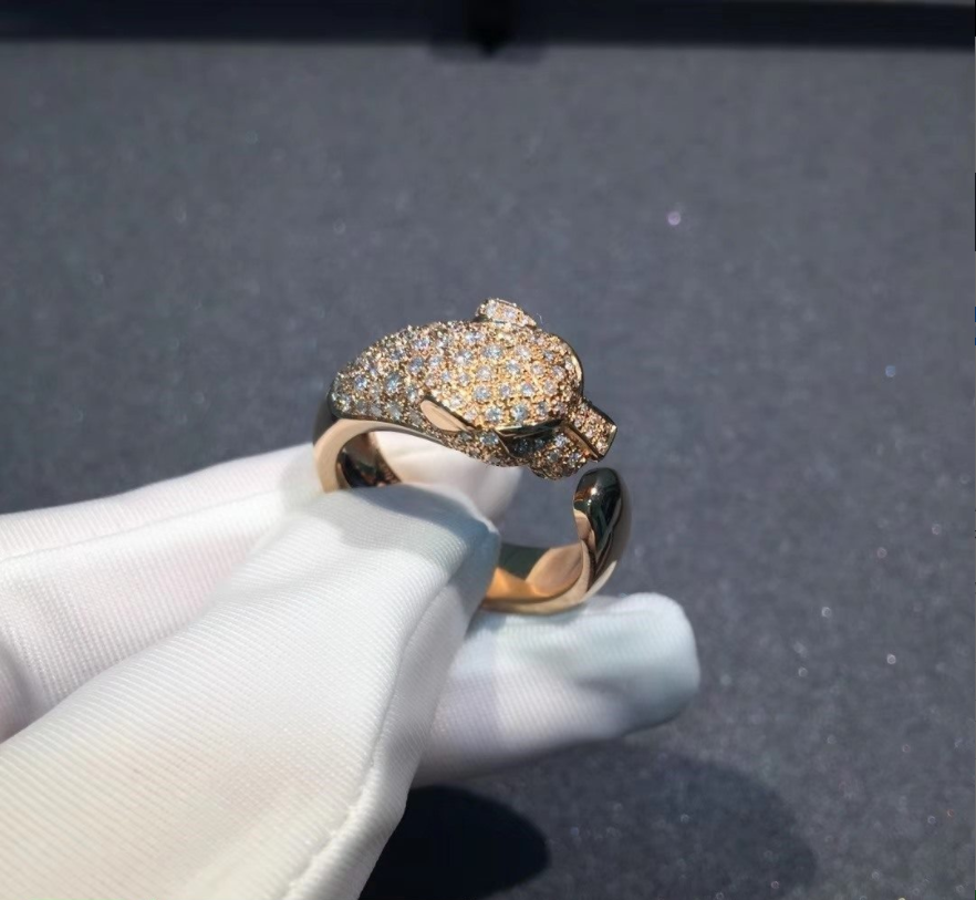 Cartier 18k Pink Gold With 137 Diamonds Panthere De Cartier Ring