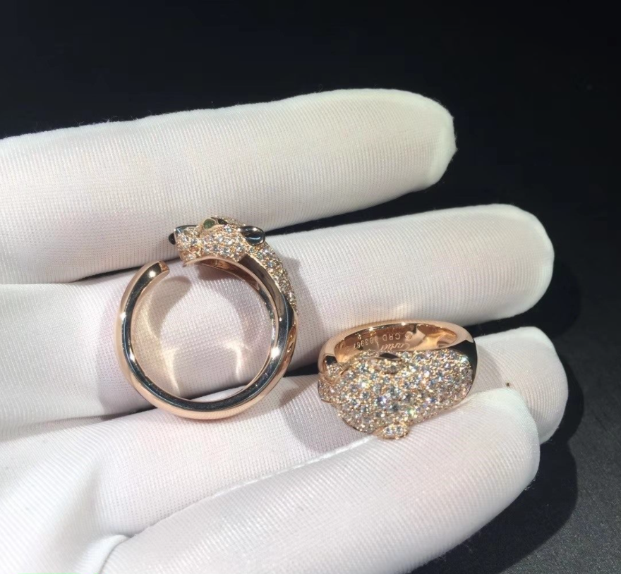 Cartier 18k Pink Gold With 137 Diamonds Panthere De Cartier Ring
