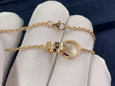 Cartier 18k Rose Gold Love 2 Hoops Gold Chain Bracelet
