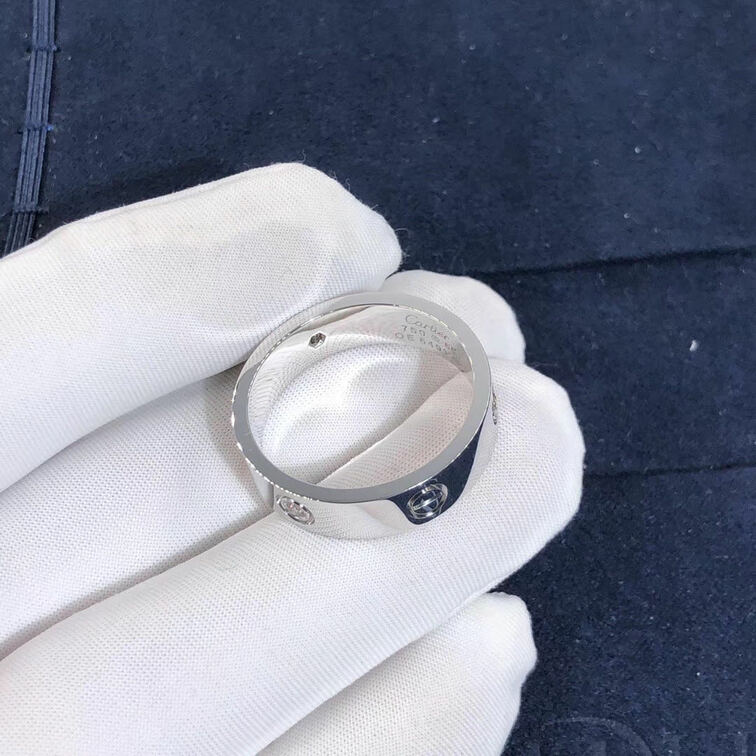 Cartier 18k White Gold 3 Diamonds Love Ring