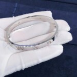 Cartier 18k White Gold Love Bracelet 4 Diamond