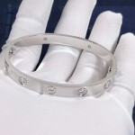 Cartier 18k White Gold Love Bracelet 4 Diamond
