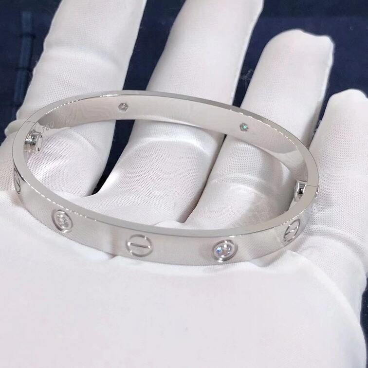 Cartier 18k White Gold Love Bracelet 4 Diamond
