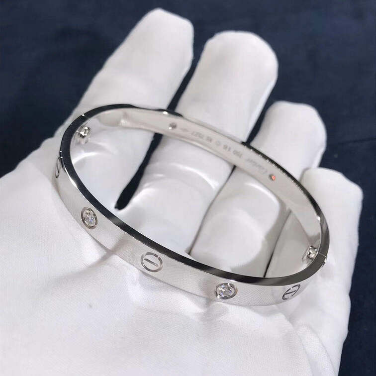 Cartier 18k White Gold Love Bracelet 4 Diamond