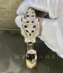 Cartier 18k Yellow Gold Diamondemerald And Onyx Panthere De Cartier Bracelet